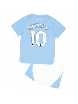 Otroški Nogometna dresi replika Manchester City Jack Grealish #10 Domači 2023-24 Kratek rokav (+ hlače)